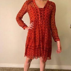 Anthropologie (Maeve) red mini dress with slip!